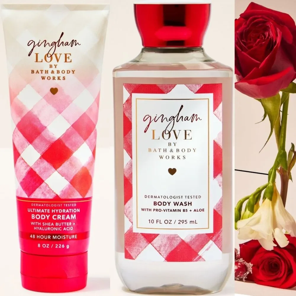 Bath & Body Works Gingham Love Body Cream & Body Wash Valentine's Day Set NEW